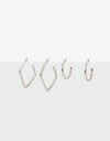 Aros Argollas Set Metal Set De Argollas En Plata 925 - Plateado