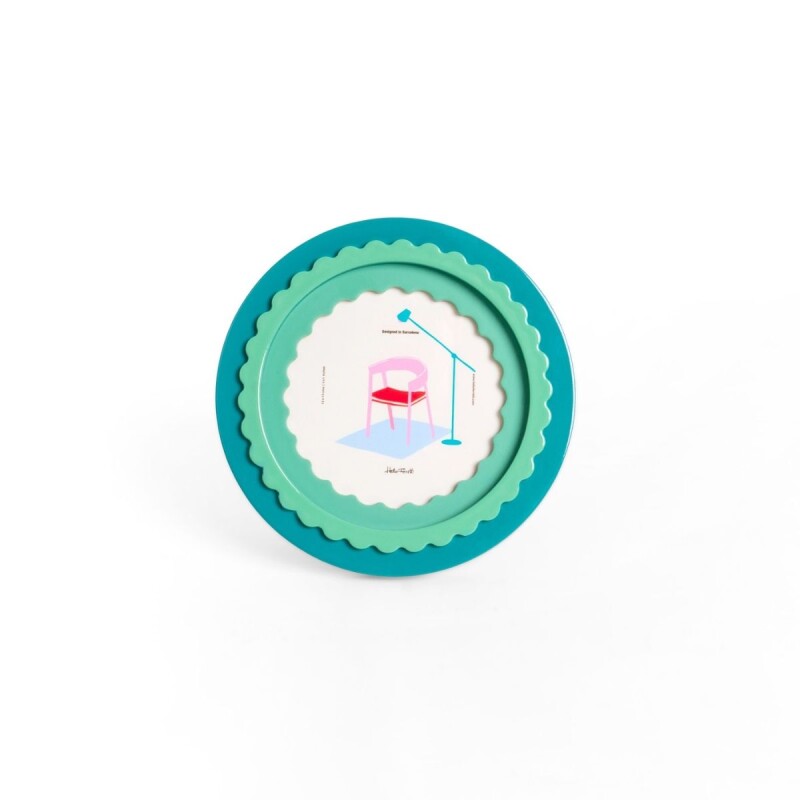 Portaretrato circular de madera Glossy Verde