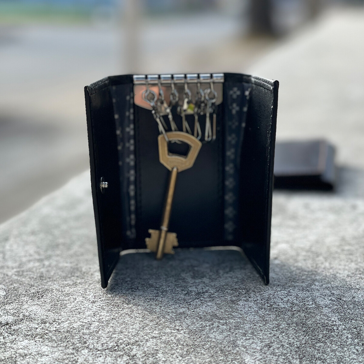 Porta llaves simil cuero - Negro 