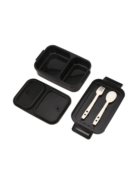 Tupper Pickbox con Asa + Cubiertos Negro