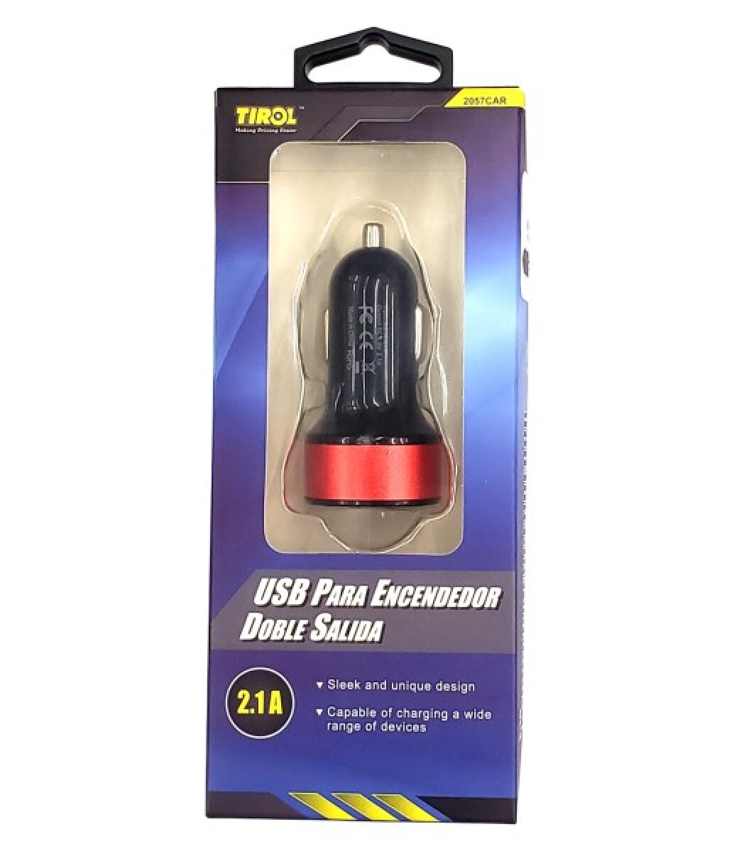 ACCESORIO INTERIOR - CARGADOR CELULAR USB 5V 2.1A 2 SALIDA 12-24V C/LUZ - 