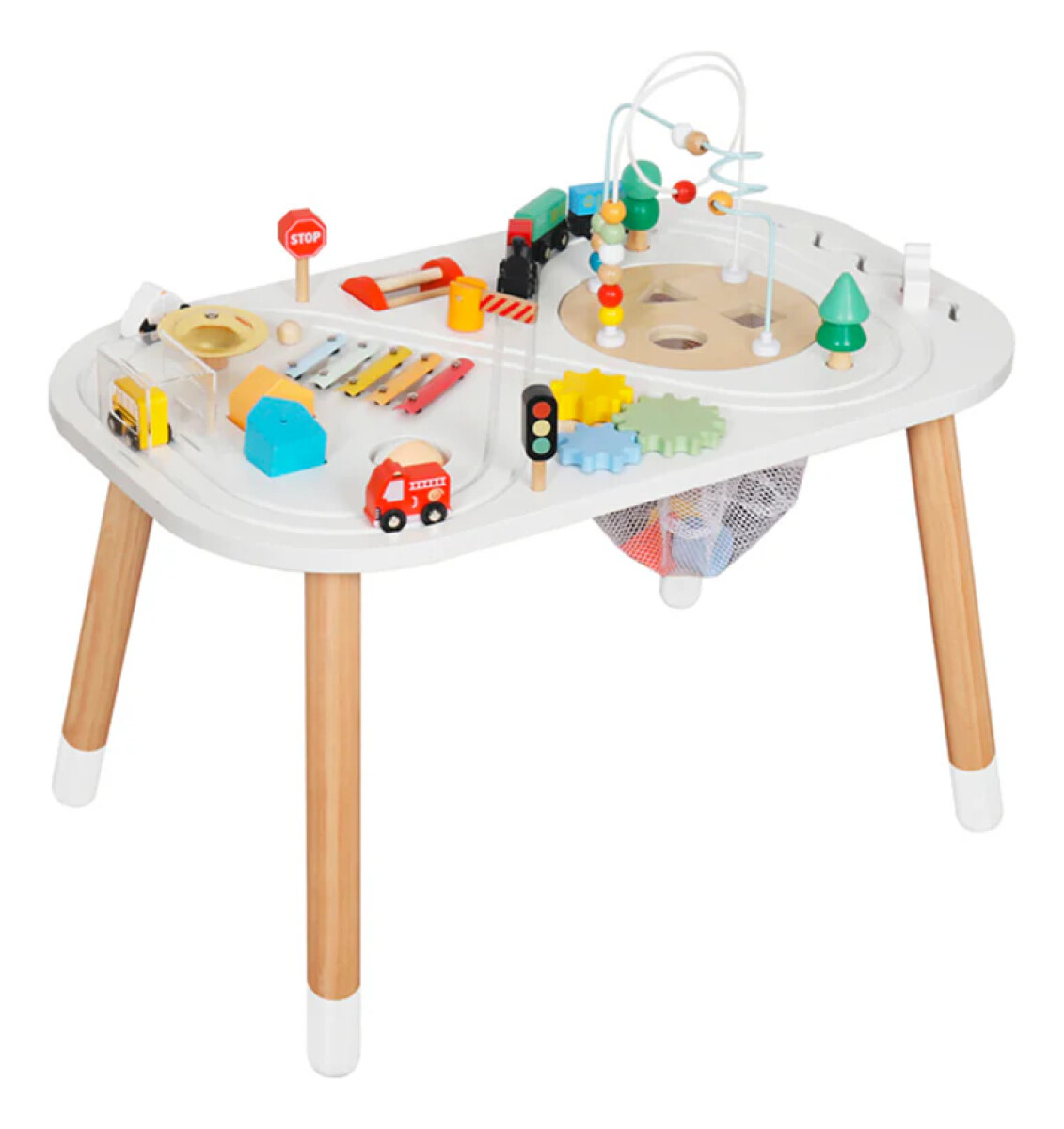 MESA CON ACTIVIDADES SENSORIALES RECTANGULAR BLANCA 