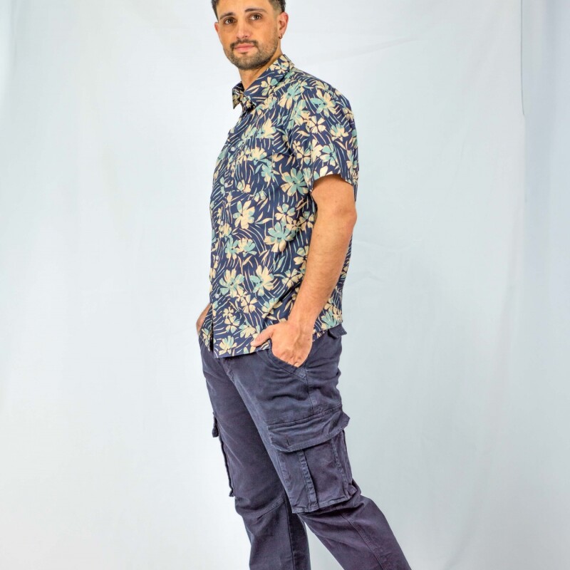 Camisa estampada Hawai Blue Flower