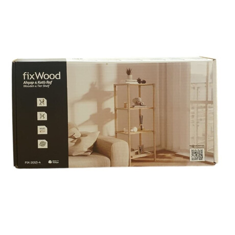 Estantería Organizadora Rack 4 Niveles 116x38x30Cm Madera PP Natural