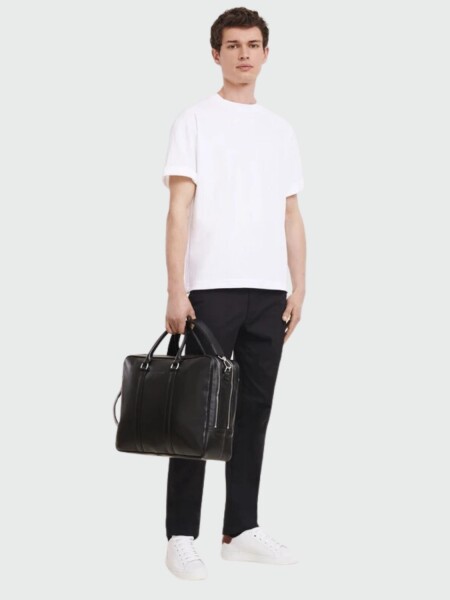 Longchamp -Maletin de cuero, Le foulonné Negro