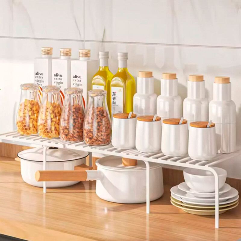 Estante organizador alacena extensible cocina baño Blanco