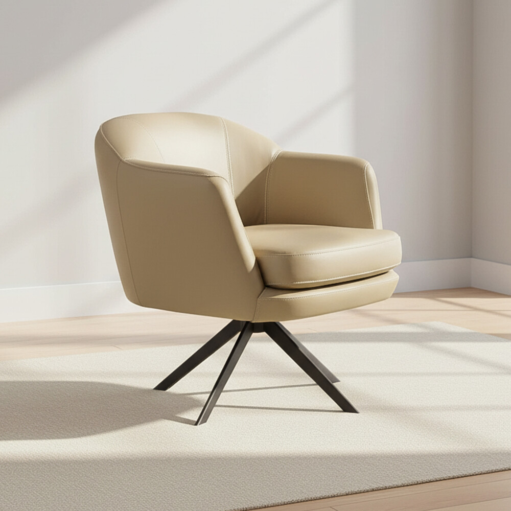 BUTACA GIRATORIA 1 CUERPO CUERO-100-NATURAL VERDE 1004 KHAKI