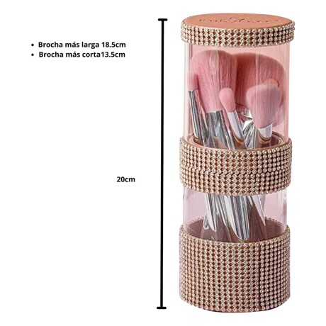 Set Maquillaje 7 Brochas Suaves + Luces LED Espejo 10 Focos Rosa