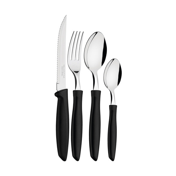 Juego de cubiertos negros 24 piezas "PLENUS" -TRAMONTINA TN9715