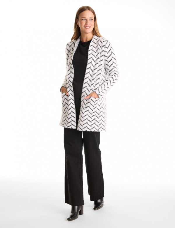 Cardigan Soft Printed BLANCO/NEGRO