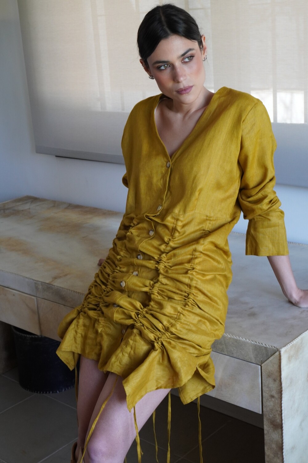 Imperfect Shape Dress Mostaza