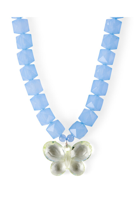 Collar de cuentas y dije mariposa Sin color