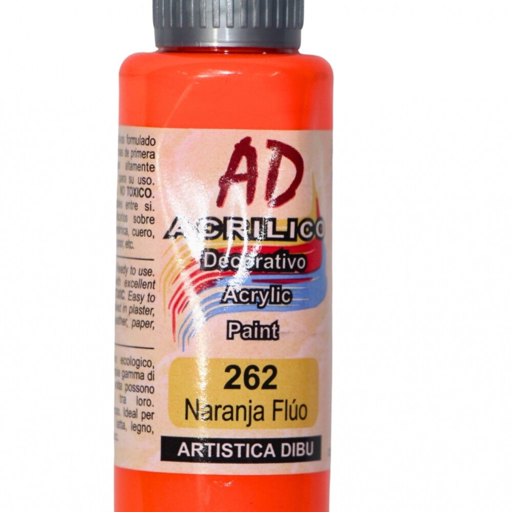 PINTURA ACRILICA ARTISTICA DIBU 60 ML. DIFERENTES COLORES COLOR NARANJA FLUO 262
