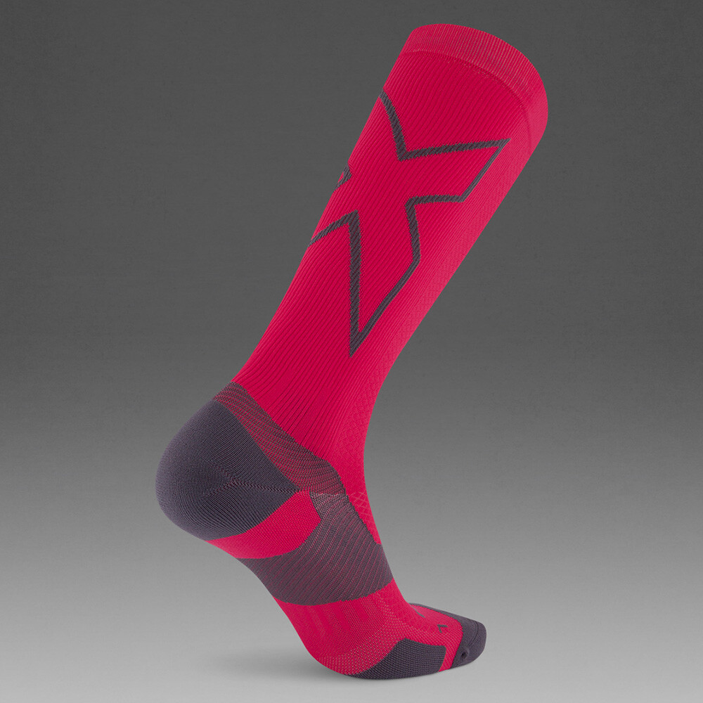 Medias Running Vectr Light Cushion Full Length Compression Unisex Hot Pink/grey