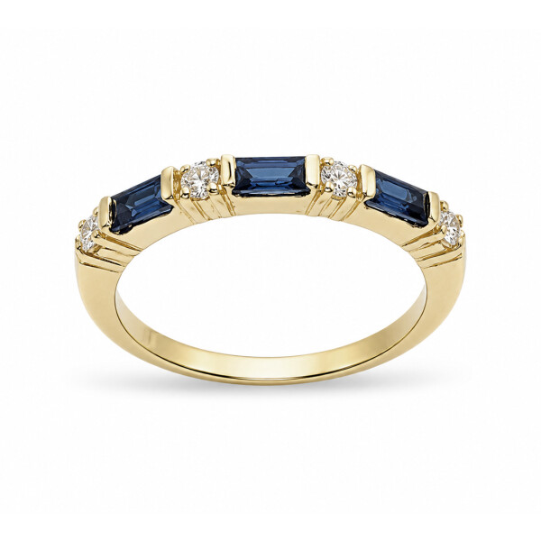Anillo Evora de oro amarillo 18k con brillantes y zafiros Anillo Evora de oro amarillo 18k con brillantes y zafiros