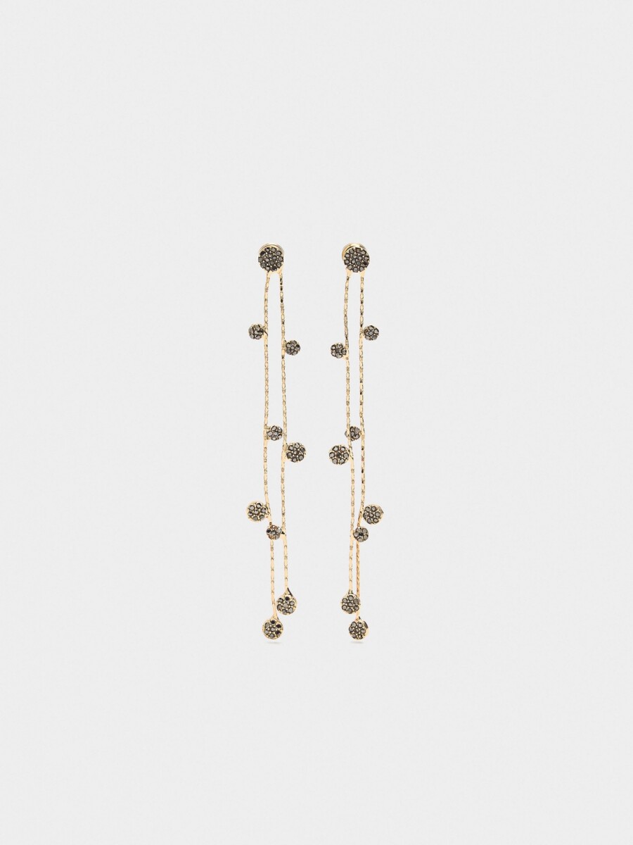 Pendientes Largos De Cristales gris