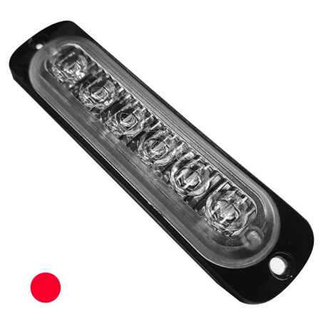 FARO LED - BARRAL ROJO 6 LED 12V 24V 125X28.2MM - FARO LED - BARRAL ROJO 6 LED 12V 24V 125X28.2MM -