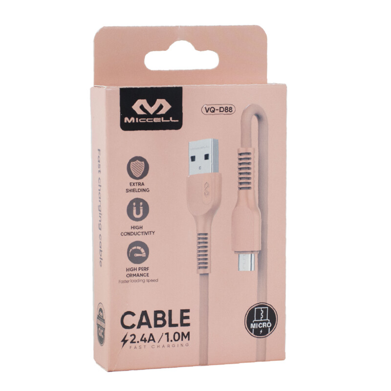 Cable Mico Usb Miccel 2.4a 1.0 Naranja Cable Mico Usb Miccel 2.4a 1.0 Naranja