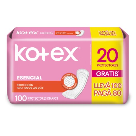 Protectores Diarios Kotex Esencial x 100 Protectores Diarios Kotex Esencial x 100
