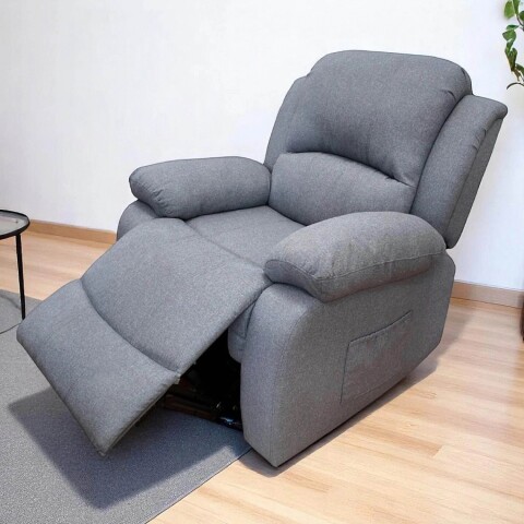 Sofá Sillón Poltrona Reclinable Masajeador Electrico Color Tela Gris Color Gris