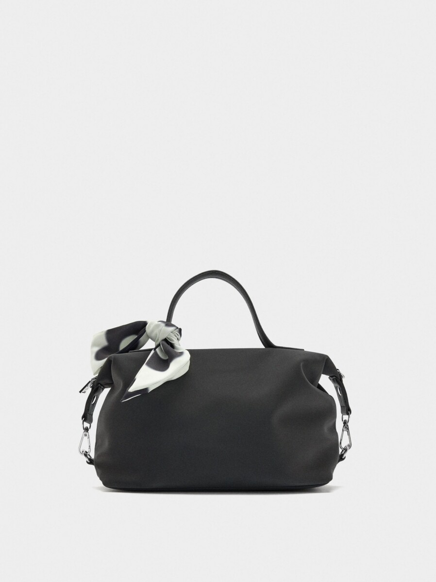 Bolso Tote De Textura Suave - negro 