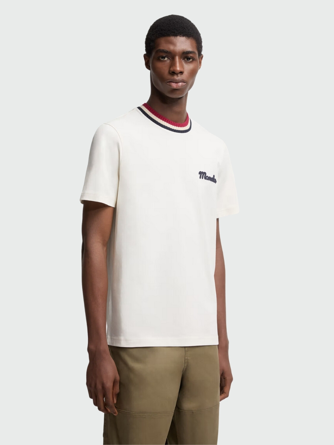 MONCLER - CAMISETA DE ALGODÓN CON LOGOTIPO BORDADO Blanco