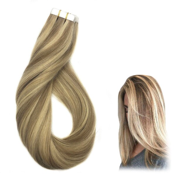 Extensiones Adhesivas Cabello Pelo Natural 40ud 60cm Largo Color Variante Mechones