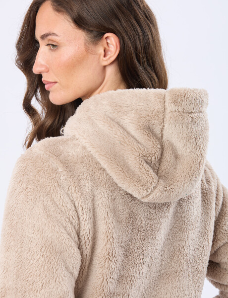 CAMPERA CON CAPUCHA SHERPA Beige Oscuro