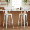 Pack 2 Taburetes Tolix con Respaldo y Asiento de Madera Lumax Blanco
