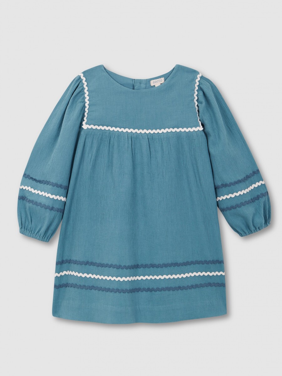 Vestido Con Ric Rac A Contraste Azul Brillante