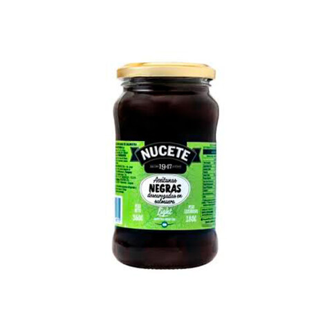 Aceitunas negras sin carozo light 180g Nucete Aceit Negra S/c Light 180g Nuc