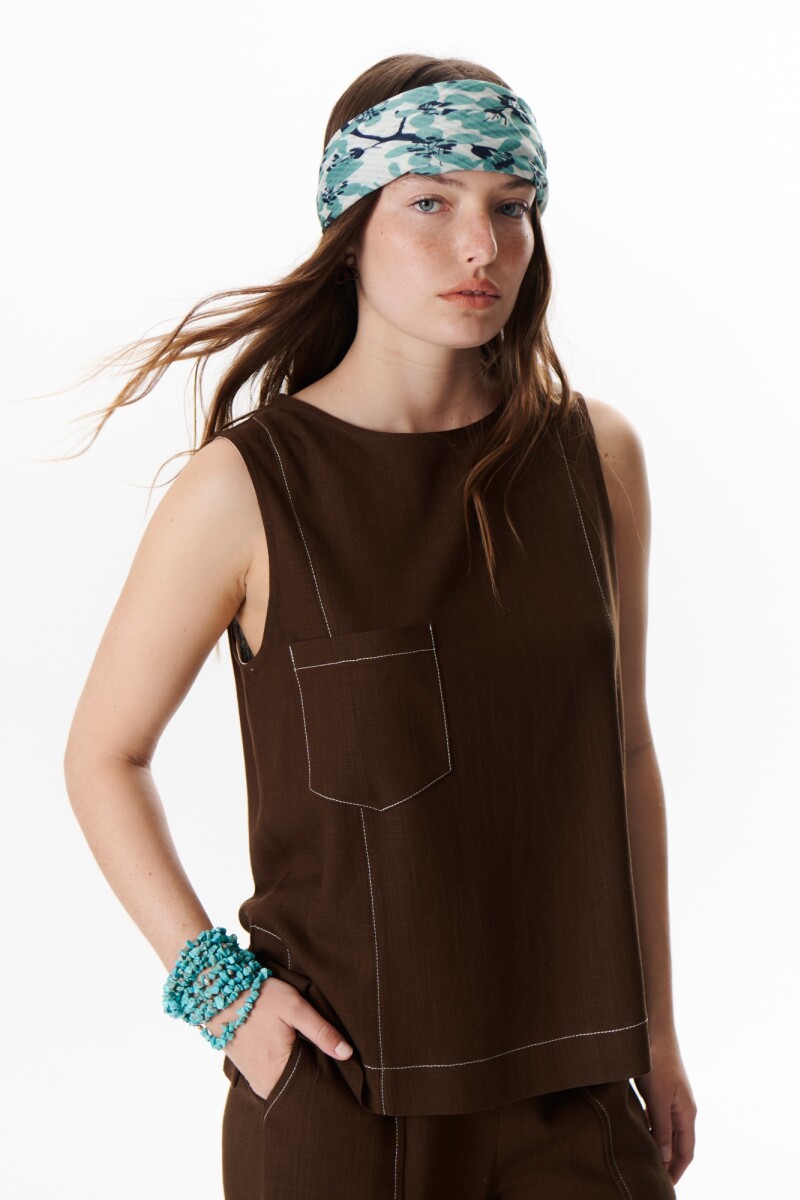 TOP LINO POCKET MARRON