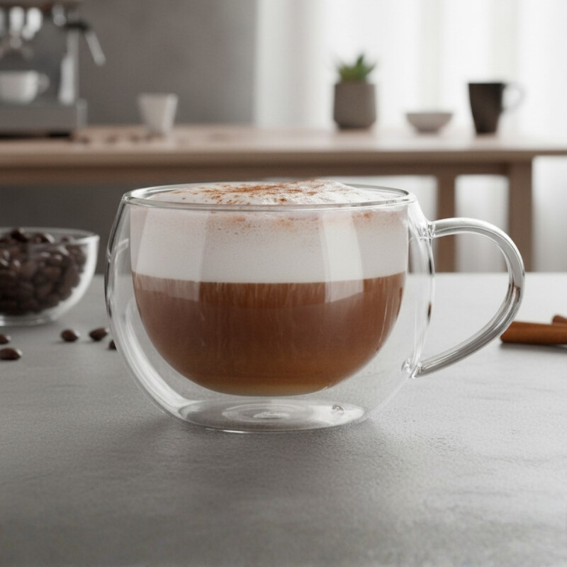 Set x2 tazas doble pared de vidrio 270ml TRANSPARENTE