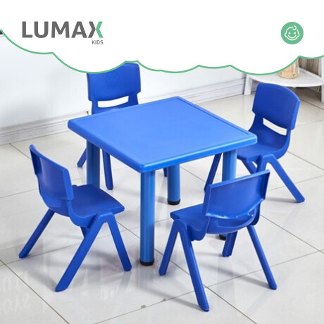 Mesa Cuadrada de Plástico y Metal para Niños 60x60cm Azul