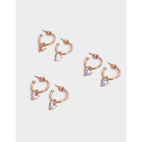 Aros Argollas Set Bañada en Oro Rosa Dorado Oro Rosa