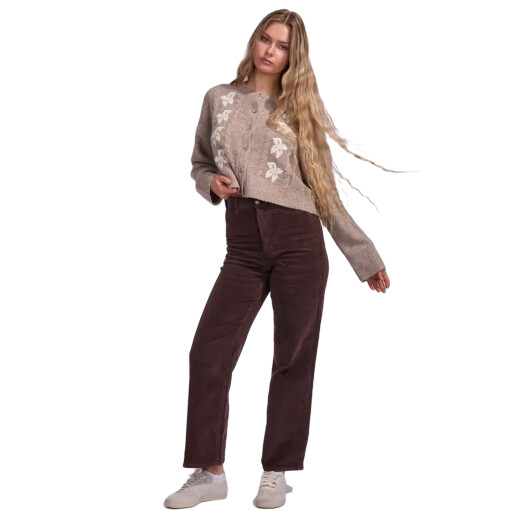 Buzo Rhythm Blanca Floral Crop Cardigan - Beige Buzo Rhythm Blanca Floral Crop Cardigan - Beige