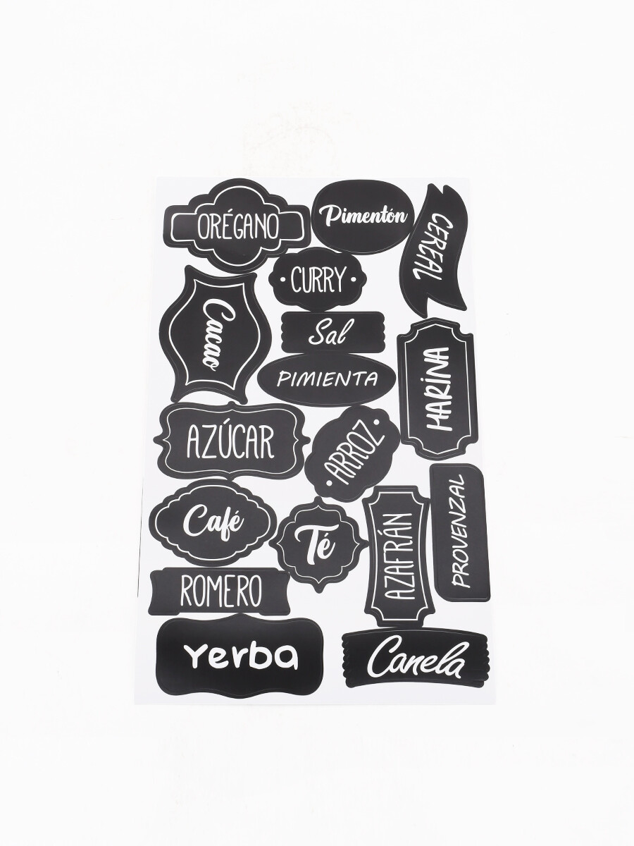 STICKERS PARA FRASCOS COCINA PACK X2 - NEGRO 