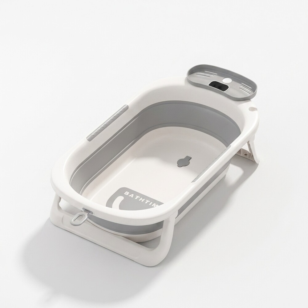 Bañito Para Bebé Plegable Con Termómetro Gris
