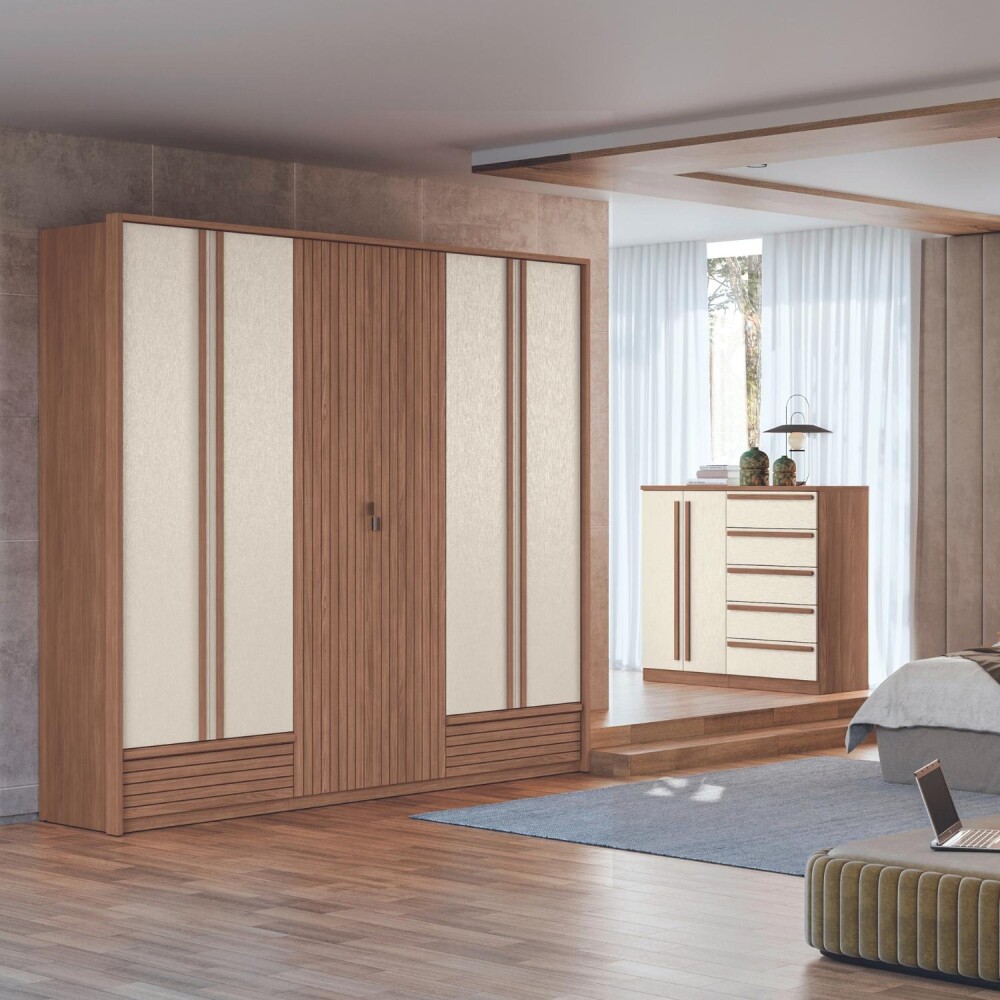 Ropero Demócrata 6 Puertas - Linea Fit Marrón y Arena