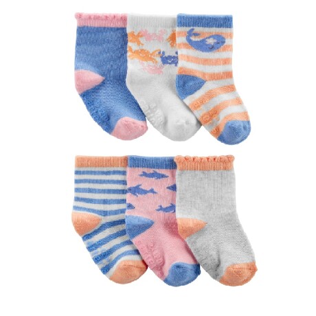 Pack Carters 6 Pares de Medias a Rayas BLANCO-AZUL-ROSA