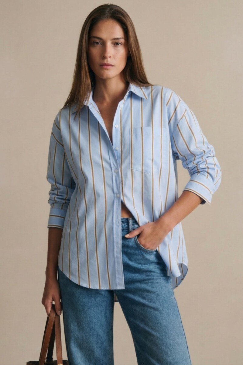 Camisa Rayada Azul
