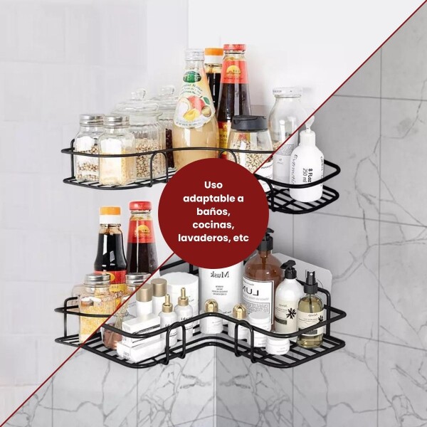 Organizador de Baño Esquinero Adhesivo Repisa de Ducha Set x2 IMBACK Color Negro Organizador de Baño Esquinero Adhesivo Repisa de Ducha Set x2 IMBACK Color Negro