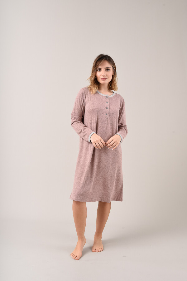 Camisón en Lanilla con Botones Beige