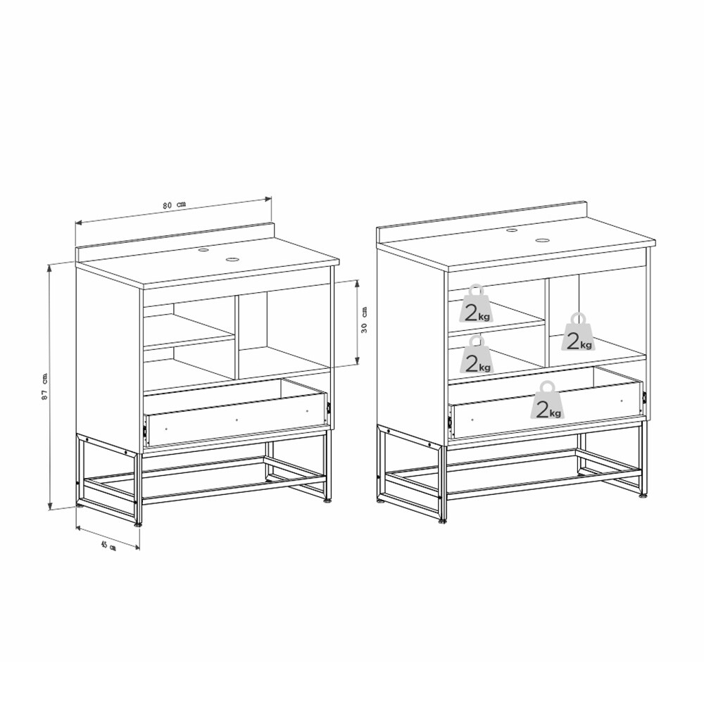 MUEBLE BAÑO EN MADERA CON PATAS SUEZ BLANCO + ENCIMERA SIN BACHA Mueble Baño En Madera Con Patas Suez Blanco + Encimera Sin Bacha