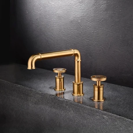 Lavatorio Bimando Tipo Industrial Oro Satinado 000