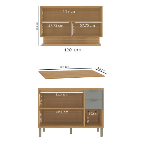 JUEGO DE COCINA 2 MODULOS Y MESADA MDF LINEA COLORS FREIJO Y VERDE