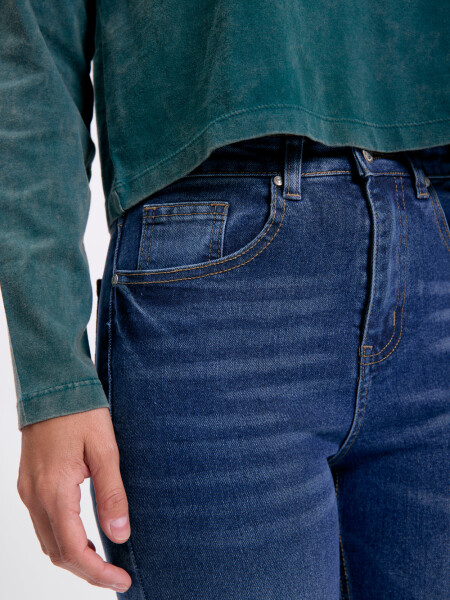Pantalón jean cropped flare Azul