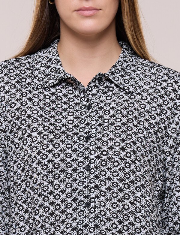 Camisa Manga Larga Con Estampa NEGRO/BLANCO