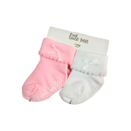 Pack X2 Medias Infantiles Little Ones BLANCO-ROSA