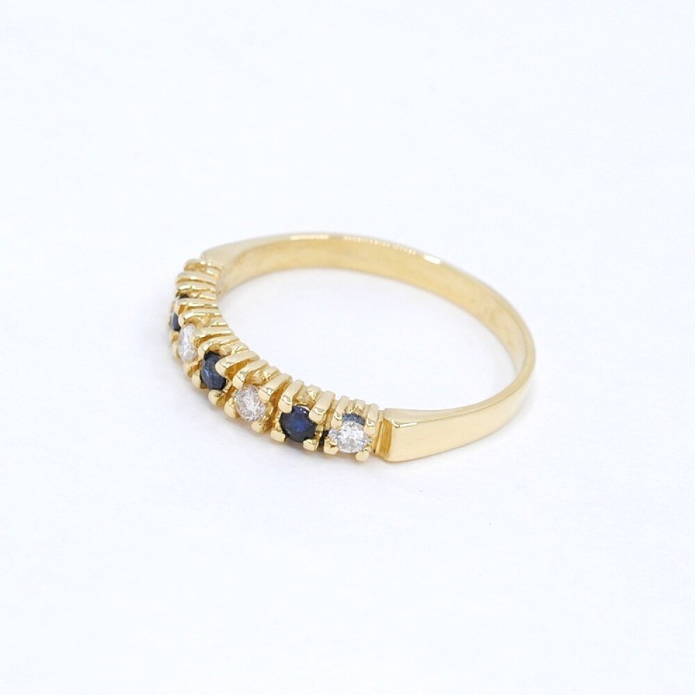 Anillo En Oro 18K, Brillantes Y Zafiros Anillo En Oro 18K, Brillantes Y Zafiros